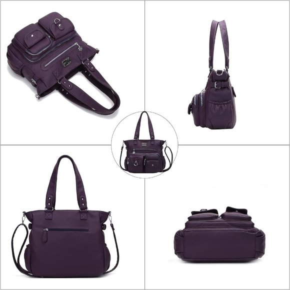 Women Purple Shoulder Large Tote Hobo Large Purses - Picture 3 of 7